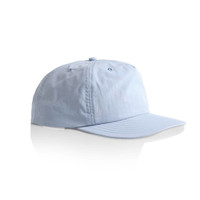 A light blue cap with a curved brim and a logo on the front, featuring a classic six-panel design.