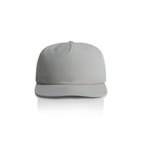 A light grey cap with a structured crown and curved brim, featuring a logo on the front.