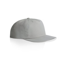 A light grey cap with a rounded crown, featuring a curved peak and a branding logo.