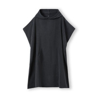 Dark gray hooded swim poncho towel with front pocket.