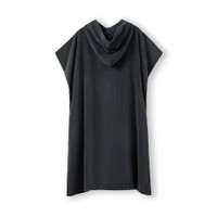 Black hooded towel poncho for changing and drying.