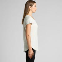 A light grey t-shirt featuring a relaxed fit and short sleeves, showcased from the side.