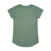 A green T-shirt with short sleeves and a rounded hem. The back is plain with no visible logos or designs.