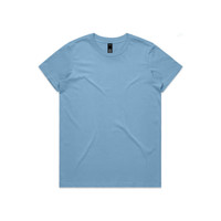 A light blue t-shirt with a regular fit, featuring a label and no visible graphics.