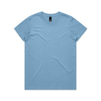 A light blue T-shirt with a crew neck and a small logo on the label.
