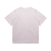 A plain white t-shirt featuring a simple design, with no visible branding or logos on the back.