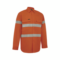 Hi Vis work shirt in orange with reflective tape hooped around the chest, the waist and the upper arms