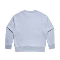 A light blue jumper with long sleeves and a crew neck. The back is plain and features a logo.