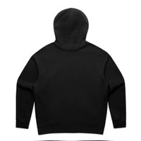 A black hoodie with a hood, featuring a simple design and no visible logos or branding.