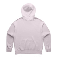A pale pink hoodie with a spacious hood and ribbed cuffs, featuring a simple design and no visible branding.