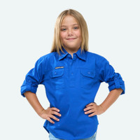 Outback Cobber Hazeldean Kids Half Button Long Sleeve Work Shirt