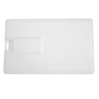A white Superslim Credit Card USB flash drive with an 8GB capacity and a minimalist design.