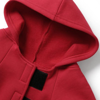 Hood of a red coloured dog hoodie