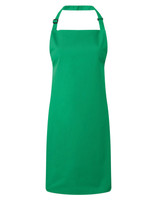 A green bib apron with adjustable neck strap and no visible branding. Suitable for chefwear and uniforms.