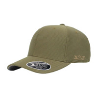 Olive green baseball cap with a structured design and a black and white tag displaying "110" for brand recognition.