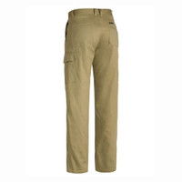 Back view of khaki cargo pants for men with multiple pockets.