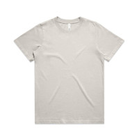 A light grey t-shirt with a classic crew neck and short sleeves, featuring a brand logo.