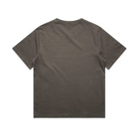 A heavy faded tee in a muted olive colour with a relaxed fit. The back is plain with noticeable wear.