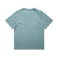 A teal heavy faded tee with a simple, unembellished back design and short sleeves.