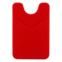 A red Smart Wallet designed to hold cards, featuring a textured back and a cut-out for easy access.