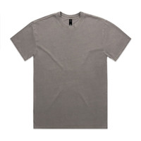 A faded grey t-shirt with a classic crew neck and short sleeves, featuring a logo.