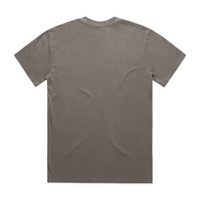A faded grey t-shirt with a simple design, featuring a standard crew neck and short sleeves.