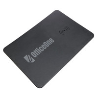 A wireless charger and mouse pad combination in a sleek black design, featuring the logo "OfficeOne."