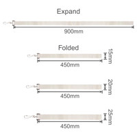 A promotional paper yarn lanyard in beige, displayed in expanded and folded positions with measurements.