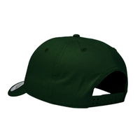 Green snapback cap with adjustable strap and curved brim.