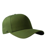 A green snapback cap with a five-panel design and a branded logo on the side.