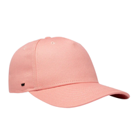 Pink baseball cap with a small black crown logo.