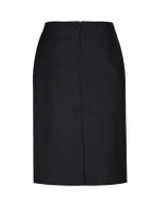 A black women's relaxed fit lined skirt with a subtle zip at the back and a simple design.