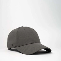 Plain gray baseball cap with subtle crown logo, white background.