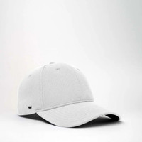White baseball cap with subtle crown logo, white background.