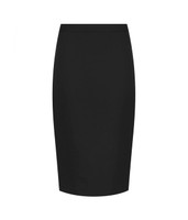 A black longline pencil skirt with a smooth finish and no visible logos or branding.