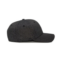 Dark grey baseball cap side view on white background.