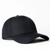 Black baseball cap with a curved brim on a plain background.