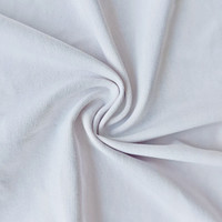A close-up of smooth, white polyester-spandex fabric, showcasing its soft texture and stretchability.
