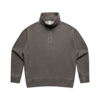 A faded half-zip jacket in a muted green colour, featuring long sleeves and a standing collar. It has a logo on the front.