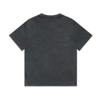 A dark grey heavy tee with a stone wash finish and short sleeves. The shirt features a logo.