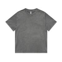 A grey stone wash heavy tee with a relaxed fit and short sleeves. The shirt features a branding logo.