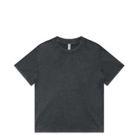 A grey stone wash heavy tee with a relaxed fit and a small logo on the label.