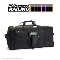 Black rugged duffel bag with detachable PODconnect railing case.