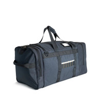 Blue tactical duffel bag with handles and side compartments.