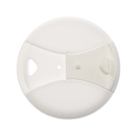 A coffee cup lid designed for a reusable coffee cup, featuring a flip-top opening and two air vents for sipping.