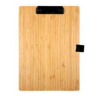 A bamboo A4 clipboard with a black clip, featuring a natural wood grain finish.