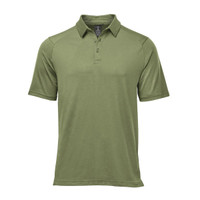 Men's Oasis Polo in olive green with a classic polo collar and a logo on the chest. Short sleeves and a relaxed fit.