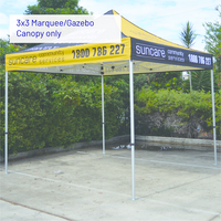 3x3 marquee gazebo canopy, Suncare Community Services, outdoor setup.