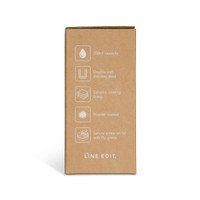A packaging box for a 350ml coffee cup made of double-wall stainless steel with a ceramic coating and powder-coated finish.