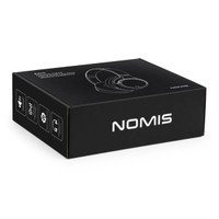 A black box containing Aero by Nomis headphones, featuring a logo and outlined headphone design on the packaging.